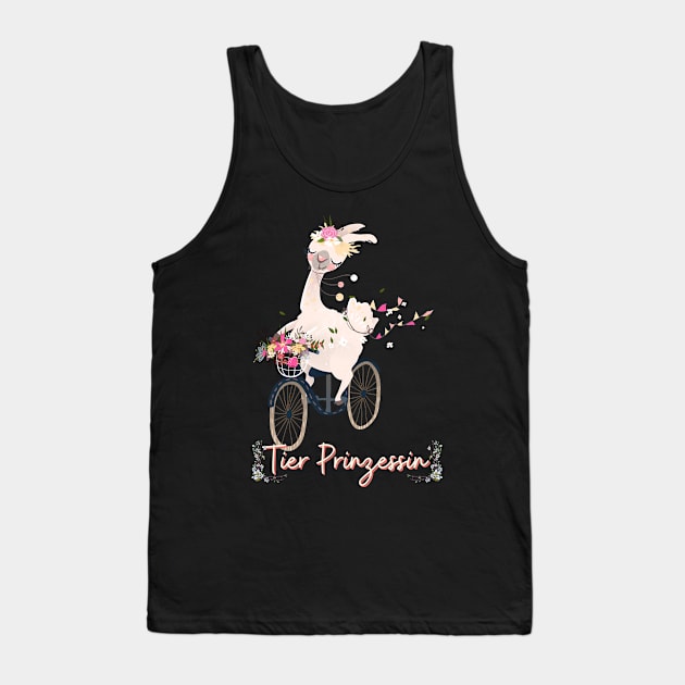 Alpaka Fahrrad Tier Prinzessin Blumen Süß.png Tank Top by Maggini Art